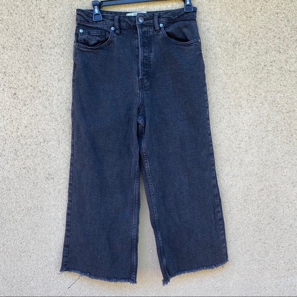 Free People Denim - Free people wide leg cropped jeans black Wales 28